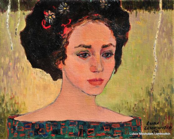 Lubov Meshulam Lemkovitch - Portrait of a young woman. Original Art. Oil on canvas. 40 x 50 cm. Signed.