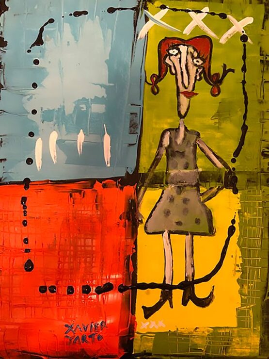 Xavier Yarto - The girl with the gray dress. 2020 Original Art. Mixed media on paper . 45 x 65 cm Signed.